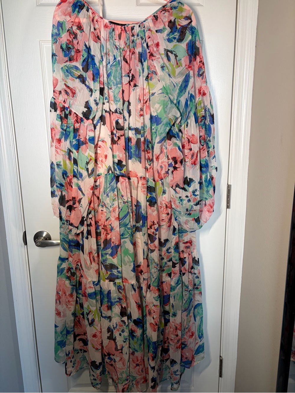 H&M Floral Tiered Maxi Dress in Pink and Blue - Picture 7 of 15